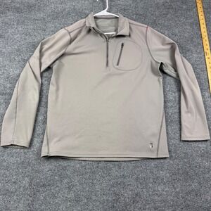 Alpine Design Mens Quarter Zip Pullover Fleece Lined Collar Tan Large